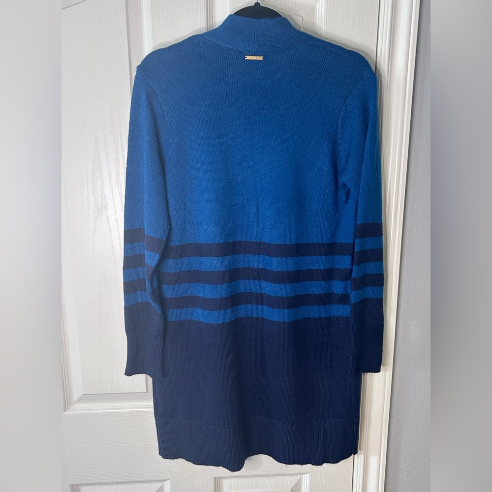 💙”Michael Kors” NWT Blue Cardigan w/ Stripes & Pockets Size S🩵 - Picture 3 of 12